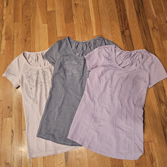 lululemon athletica Short Sleeve Tops in Cream, Gray, and Purple - Picture 1 of 10